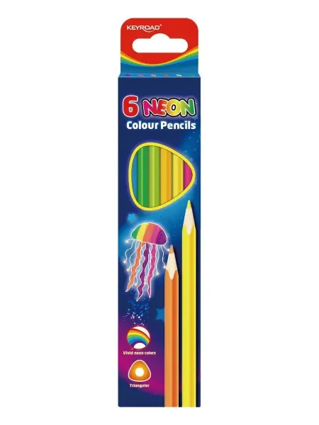 Keyroad Цветные карандаши Neon 6 цв, трехгранные, дерево