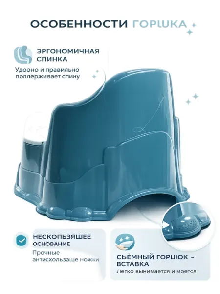 Горшок для детей с крышкой и спинкой, изготовлен из пластика