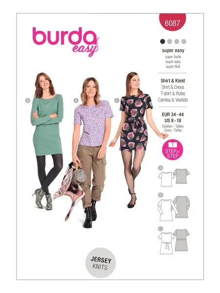 Burda Выкройка 6087 Платье, футболка