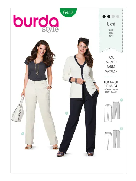 Burda Выкройка 6952 Женские брюки