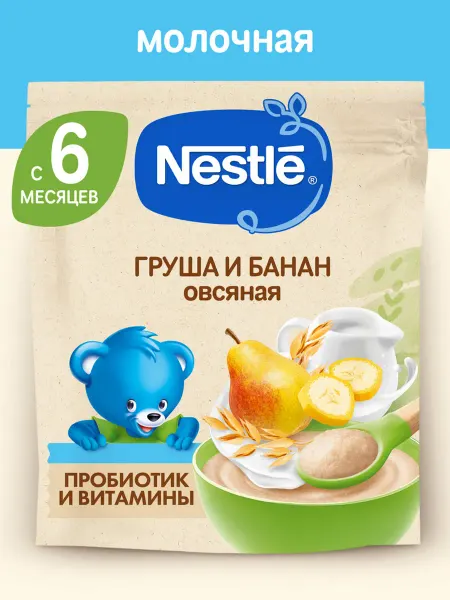 Nestle Каша молочная детская NESTLÉ овсяная с грушей и бананом, с 6…
