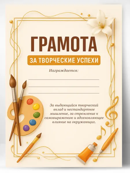 ЛАБОРАТОРИЯ ДЕТСТВА Грамота подарочная - диплом за творческие успехи
