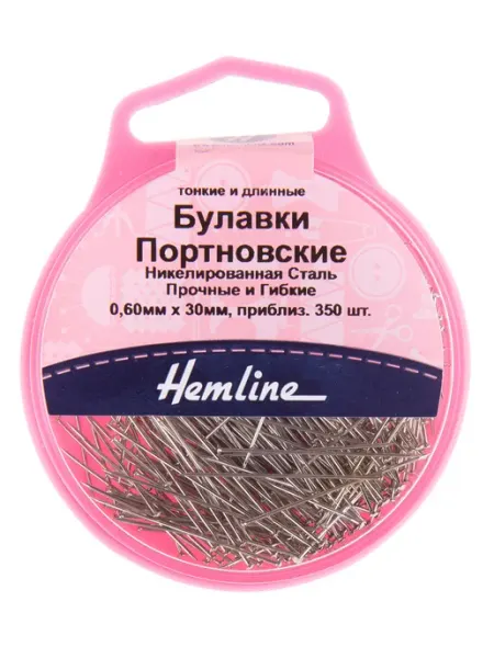 HEMLINE 701 Булавки-гвоздики портновские в пластиковом контейнере