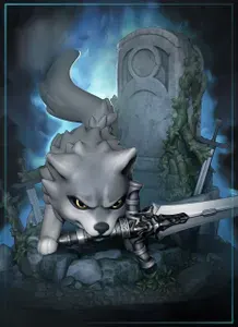 Сборная фигура чибо Сиф Великий Волк (Дарк Соулс), Chibi Great Grey Wolf Sif (Dark Souls) 75mm, серая, неокрашенная