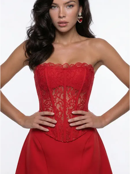 7DRESSES Корсет кружевной красный вечерний
