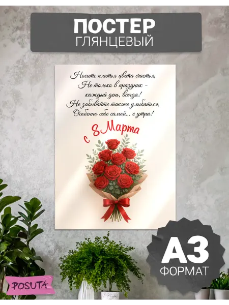 Posuta Плакат на стену интерьерный на 8 марта