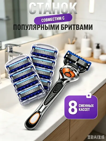 Xiaomi Мужская Бритва с магнитной подставкой,8 кассеты