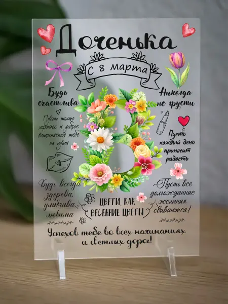 АКРИLOVE Постер-открытка в подарок Дочке на 8 Марта