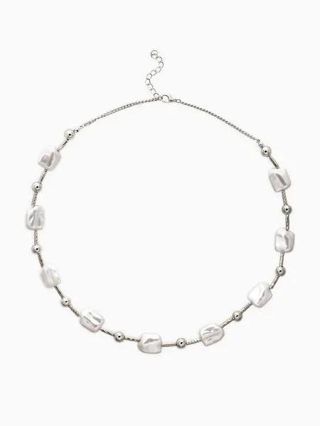 QF Бусы жемчужные "Майорика", прямоугольные, белые