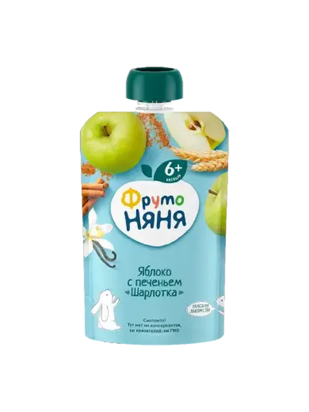 ФрутоНяня Пюре яблоко печенье Шарлотка 90г