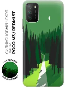 Силиконовый чехол на Xiaomi Redmi 9T / Poco M3 с принтом "Лунная тропа"