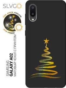 Силиконовый чехол на Samsung Galaxy A02 с принтом Ёлка в отблесках золота, stb матовый