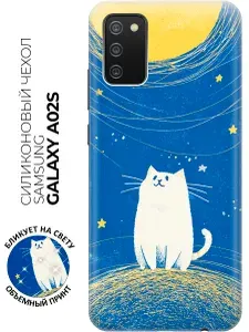 Силиконовый чехол на Samsung Galaxy A02s с принтом "Котик и звёздное солнце"