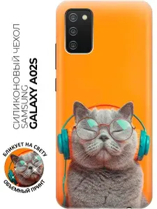 Силиконовый чехол на Samsung Galaxy A02s с принтом "Музыкальный котик"