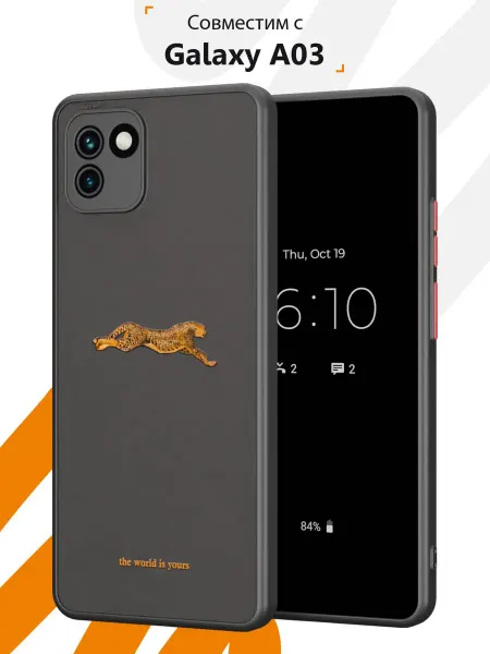 Мобилиус Чехол Бампер на Samsung A03 с принтом Кошка