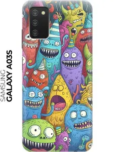 Силиконовый чехол на Samsung Galaxy A03s с принтом "Веселые монстрики"
