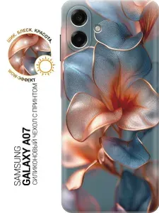 Силиконовый чехол на Samsung Galaxy A07 с принтом Бронзовые цветы, trn