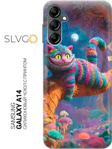 Силиконовый чехол на Samsung Galaxy A14 с принтом Чеширский кот на ветке, trn