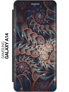 Чехол-книжка на Samsung Galaxy A14 / Самсунг А14 c принтом "Огуречные узоры" черный