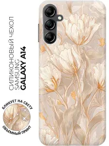 Силиконовый чехол на Samsung Galaxy A14 с принтом "Нежность тюльпанов"