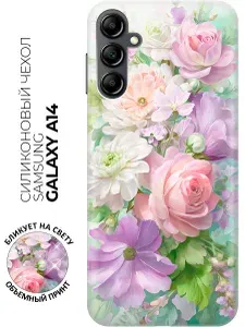 Силиконовый чехол на Samsung Galaxy A14 с принтом "Пастельные цветы"