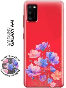 Силиконовый чехол на Samsung Galaxy A41 с принтом "Цветы фантазийной флоры"