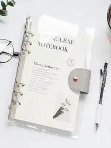 Блокнот для записей WB NoteBook на кольцах с защелкой из экокожи, со сменным блоком A5, в линейку, записная книжка, серый