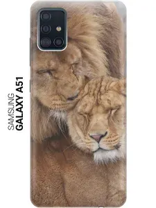 Силиконовый чехол на Samsung Galaxy A51 / Самсунг А51 с принтом "Милые львы"