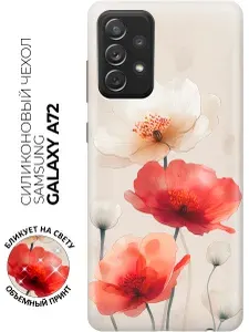 Силиконовый чехол на Samsung Galaxy A72 с принтом "Старинное маковое поле"