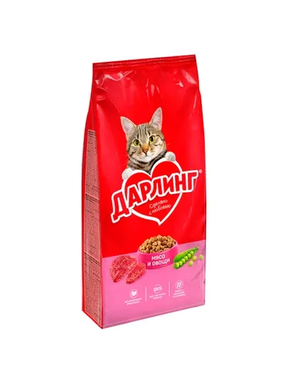 Сухой корм для кошек Дарлинг, мясо с овощами, 15 кг