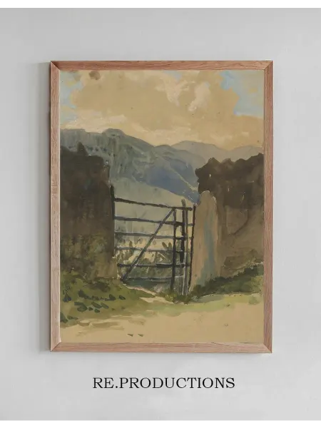 Re.productions Постер Stone wall and gate,sketch - Edwin Austin Abbey