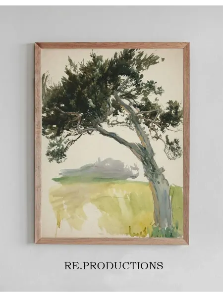 Re.productions Постер Study of a tree andfield - Edwin Austin Abbey