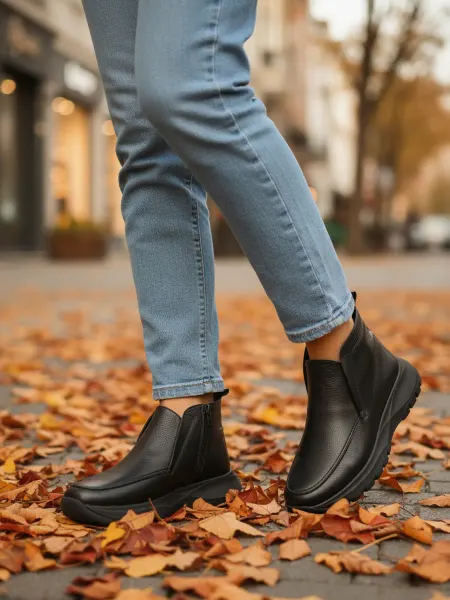 ABI-SHOES Осенние полуботинки черные из натуральной кожи ботинки