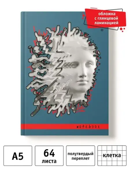 Academy style Записная книжка А5 64 л. в клетку глянцевая ламинация