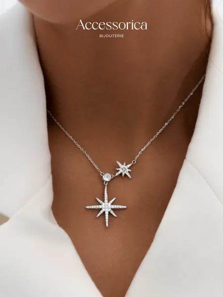 Аксессорика Подвеска бижутерия на шею с камнем звезда Accessorica