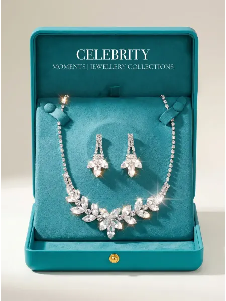 CELEBRITY ACCESSORIES Комплект украшений на выпускной колье и серьги стразы