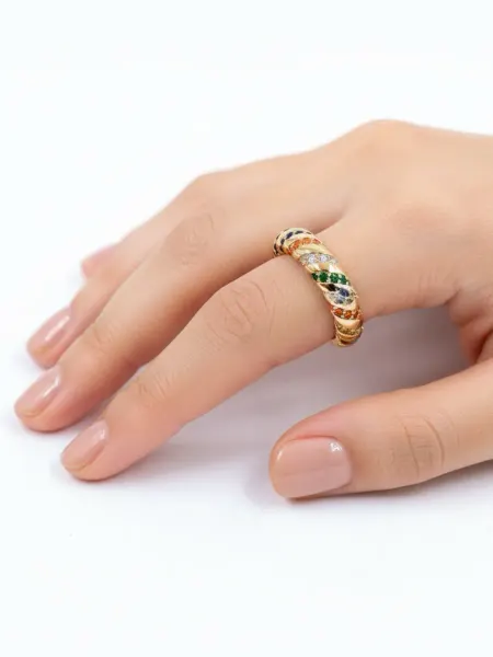ELT Accessories Кольцо женское бижутерия безразмерное с кристаллами
