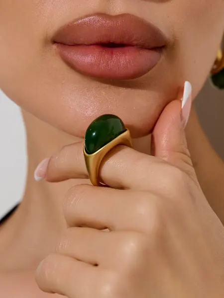 Dari accessory Кольцо Боттега крупное с камнем