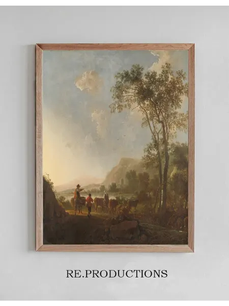 Re.productions Постер Landscape with Herdsmen and Cattle - Aelbert Cuyp