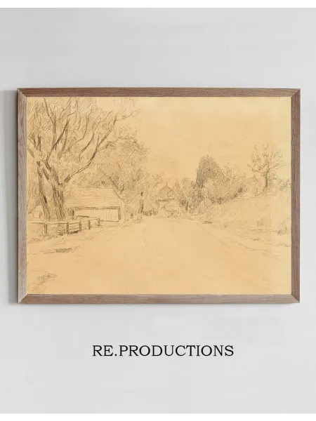 Re.productions Постер Sketch of a village street - Albert Anker