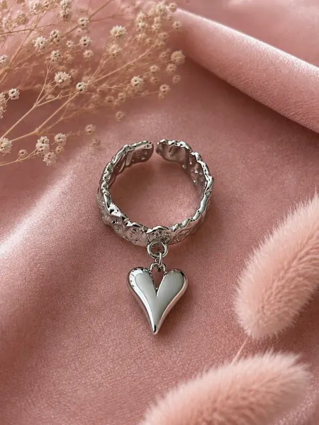 ALEXANDRINA JEWELRY Кольцо с подвеской сердце бижутерия