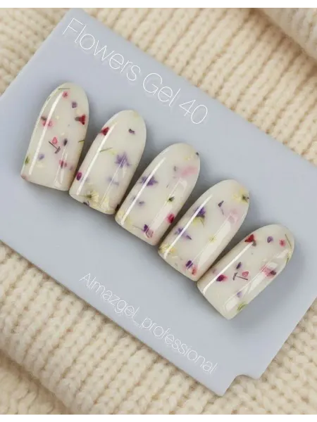 ALMAZGEL professional Гель для ногтей с сухоцветами Flowers gel сливочный