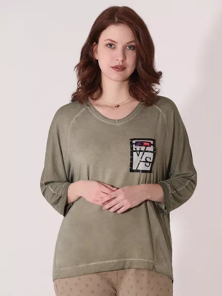 Almondshop Лонгслив трикотажный больших размеров