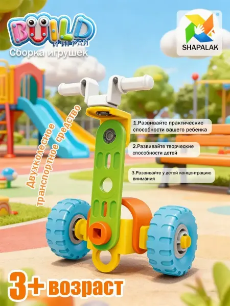 Кубики для малышей. Сборка двухколесных транспортных средств