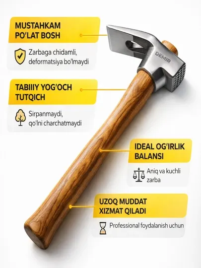 Молоток теша – прочный, удобный и двухсторонний ударный инструмент