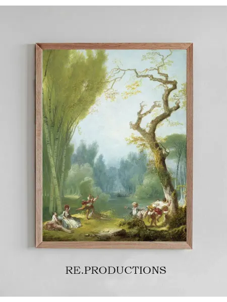 Re.productions Постер A Game of Horse and Rider - Jean-Honoré Fragonard