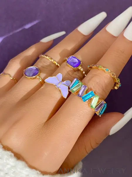 ANNIKA jewelry Набор колец бижутерия с бабочкой