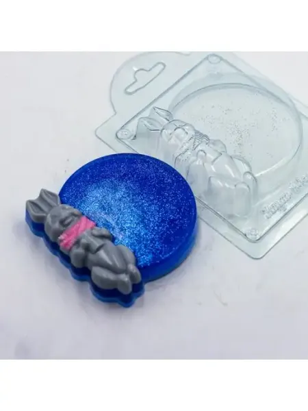 AnyMolds Пластиковая форма для мыла и шоколада Круг с зайчиком