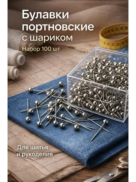 Apu3 Булавки портновские для шитья с шариком 100 шт