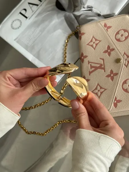 ARTVI Jewelry Браслет широкий на руку под золото лист